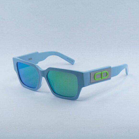 Dior CD SU 80C7 Sunglasses Light Blue Square Frame, Blue Mirrored Green Lenses - Picture 1 of 13